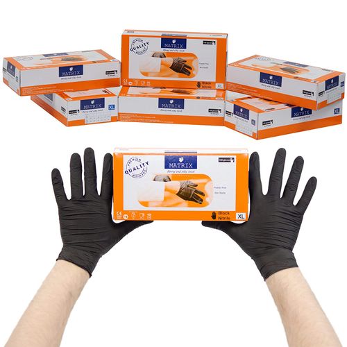 Pack of 100 XL Disposable Gloves, Nitrile Gloves, Rubber Gloves, Disposable Gloves, Powder-Free, Latex-Free, Nitrile Gloves (XL, Black, 100)