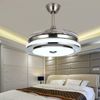 42"Modern Ceiling Fan Light With LED Bluetooth Music Player Retractable Blades