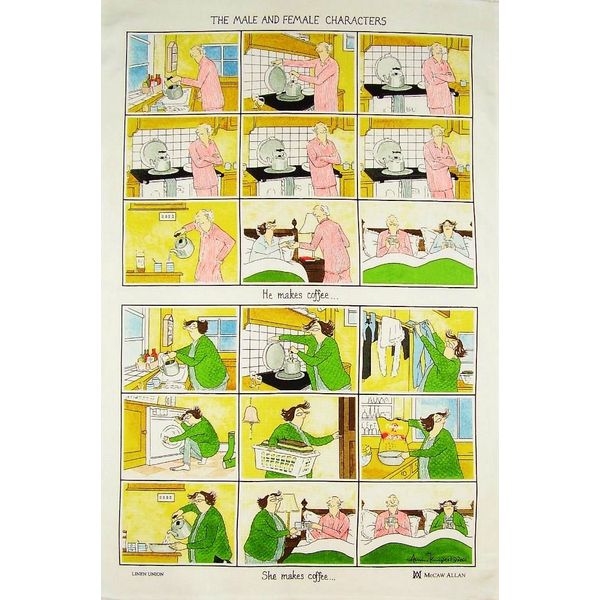 Samuel Lamont The Male & Female Characters Cotton Tea Towel