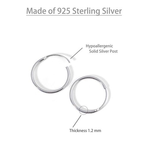 Elicola Set of 5 Pairs of Hoops Earrings in 925 Sterling for Women Men Small Round Mini Sleeper Cartilage Earrings Hypoallergenic 8/10/12/14/16mm