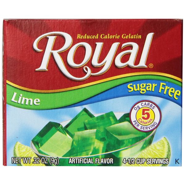 Royal Lime Gelatin Dessert Mix, Sugar Free and Carb Free, 0.32 Ounce (Pack of 12)