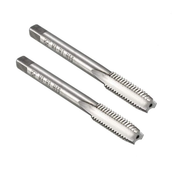 sourcing map Metric Machine Tap M8 x 1.25 H2 High Speed Steel 3 Straight Flutes Screw Tapping Threading Machinist Repair DIY Tool 2pcs