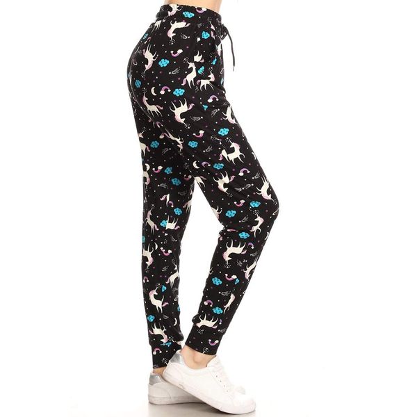 Leggings Depot JGA-S558-S Unicorn Wonderland Print Jogger Pants w/Pockets, Small