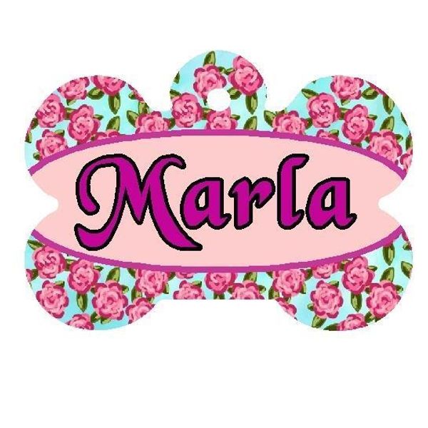 ROSES PET ID TAG Personalized Any Name Dog Tag Printed on 2 Sides