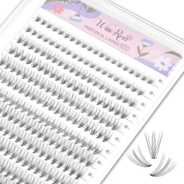 WineRozi 240 pcs Individual Lashes 10D/20D Mixed Lash Clusters Extensions Thin Band Natural Handmade Lightweight False Eyelashes DIY Eyelash Extensions at Home (10D 8-12mm)