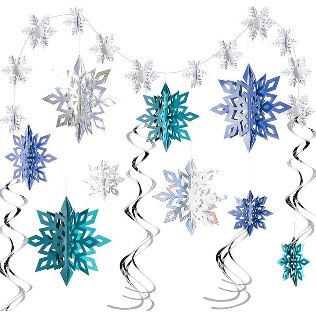 ZOYUBS Christmas 3D Snowflake Christmas Garland, Snowflake Paper, Christmas Garland, Snowflake Decoration, Christmas Ornament, Snowflake Garland, 3D Snowflake Garland, Snowflake, Winter, Snow Decoration, Christmas Decoration, Christmas Decoration, Christm