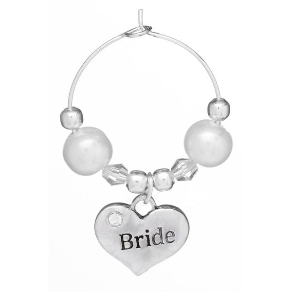 Libby's Market Place Bride Wedding Wine Glass Charm on a Gift Card