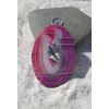 Kissing Lips Charm on a Pink Agate Slice Ornament