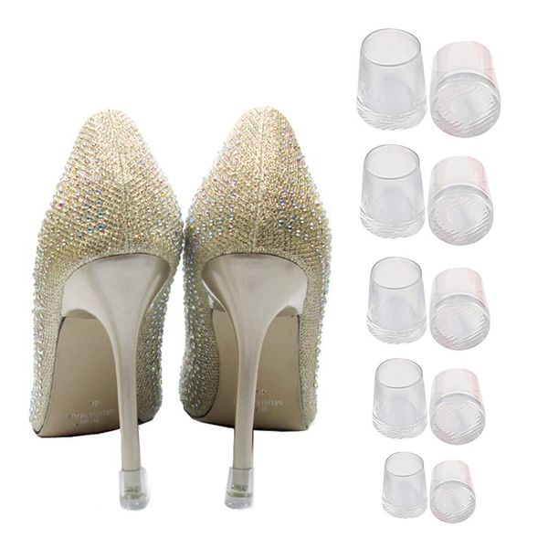 YFFSFDC Heel Cap High Heel Protector Clear Anti-Slip Dance Shoes Heel Cover for Stiletto Women's Shoes Protector (xx-xs-s-m-l) 10 Pairs Set, Rubber Wood Rubber