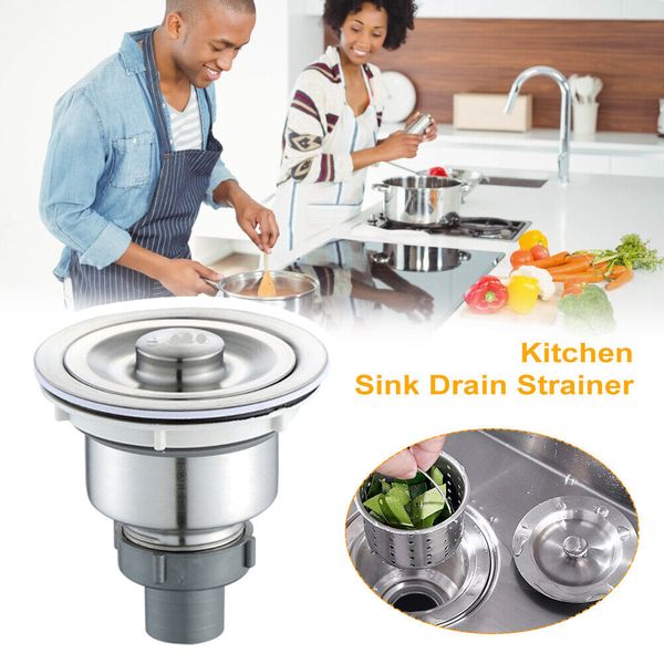 Kitchen Bar Stainless Steel Sink Strainer Drain Head Stopper with Filter Basket