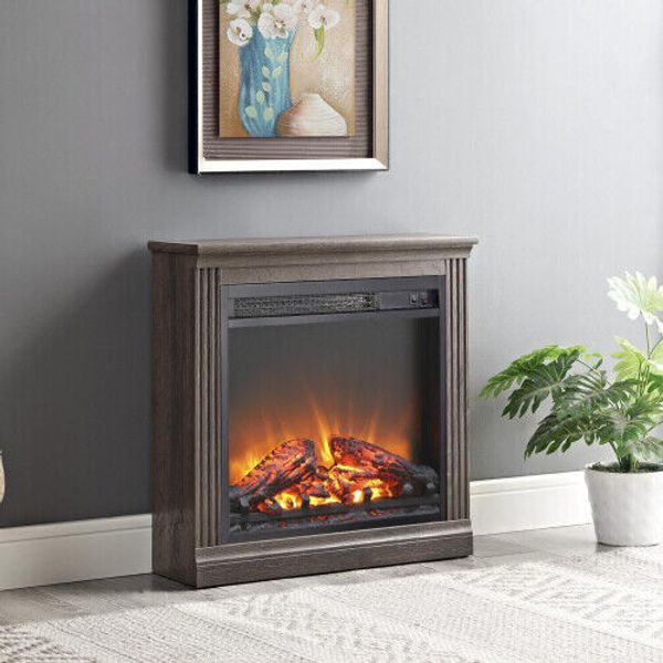 18 Inch Electric Fireplace Insert Ultra Thin Heater With Log Realistic Flame