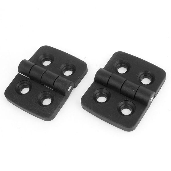 sourcing map 2 Pcs Black Single Metal Axle Plastic Wardrobe Door Hinge
