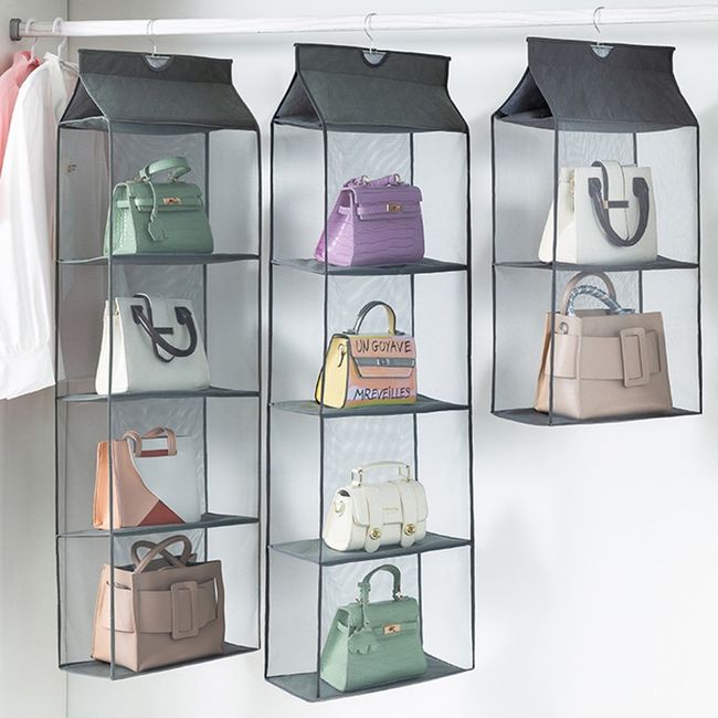 For Wardrobe Closet Transparent Storage Bag Hanging Handbag