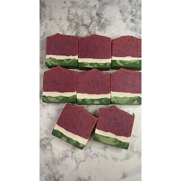 Watermelon cold process artisan soap natural handmade Oatmeal & Clay 5oz