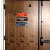 All Quality Basic Electrical Room Door/Wall Sign | Durable Construction | Building Safety - Red/Gold - Large (1 Pack)