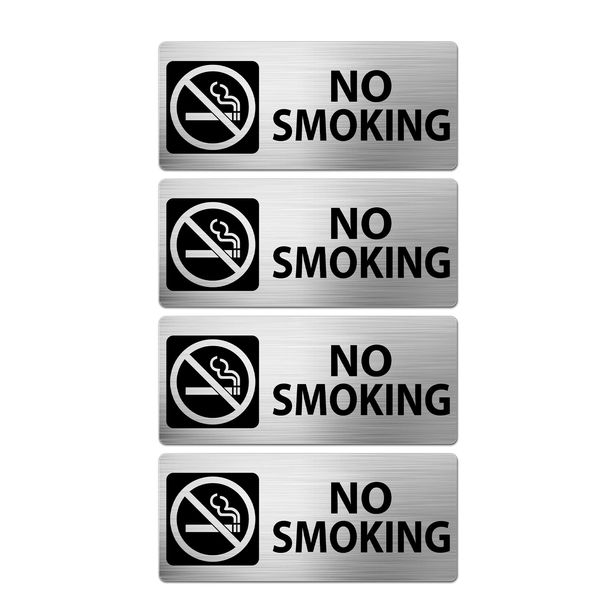 No Smoking Sign Aluminum 17.8 x 7.6 cm Metal Reflective Safety Signs Waterproof for Premises Indoor Outdoor Business Office with Removable Adhesive 4 Pack