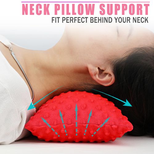 BNRendles Small Neck Pillow for Recliner Chair Neck Support Pillows Pain Relief Plump Adjustable Filling Nap Airplane Sleeping Little Cushion Minky Dot Red