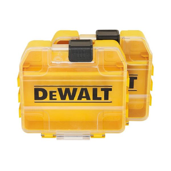 DEWALT Bulk Tough Case (Small), 2 Piece Organizer, Tool Box, Storage Case, Tool Box, Transparent Lid, Removable Tray, Stacking Storage, Screws, Bits, Small Items