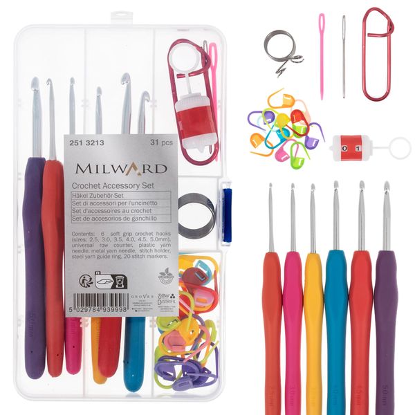 Milward Crochet Accessories, Assorted, 2 x 10 x 19.5cm