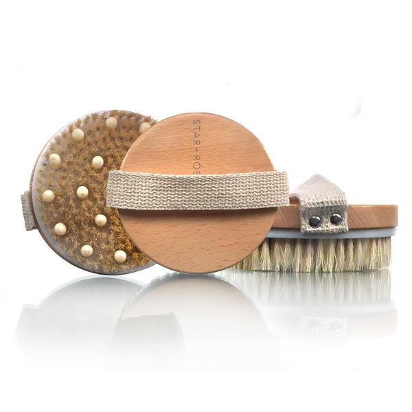 Spa Essentials Soft Boar Bristle Lymph Massage & Detox Body Brush