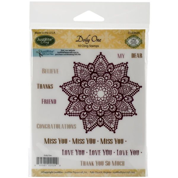 Justrite Mini Cling Stamp Set, 3.5-Inch x 4-Inch, Doily One