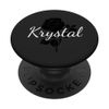 Krystal - Floral Black Rose Gray Personalized First Name PopSockets Standard PopGrip
