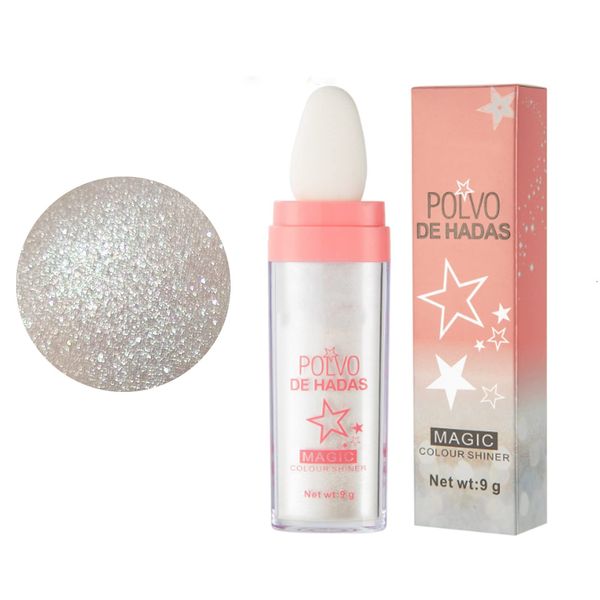 Highlighter Powder Stick, Polvo De Hadas, Highlight Patting Powder Stick,Fairy Stick Highlighter Powder Glitter Loose Powder,Hair Body Glitter,Face Body Highlighter Illuminating Powder,White,MELLTONG