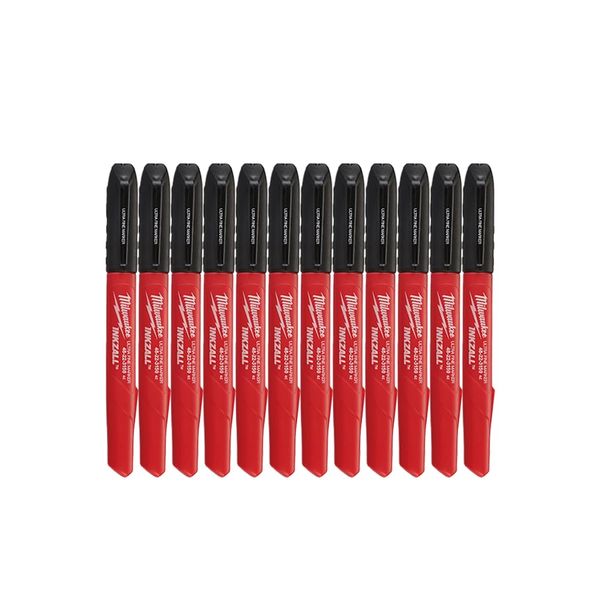 Milwaukee Inkzall Point Markers Fine Black (Pack of 12)