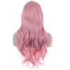 BERON Pink Wig Long Wavy Wig with Bangs Synthetic Wigs Long Pink Wigs for Daily Party with Hairnet