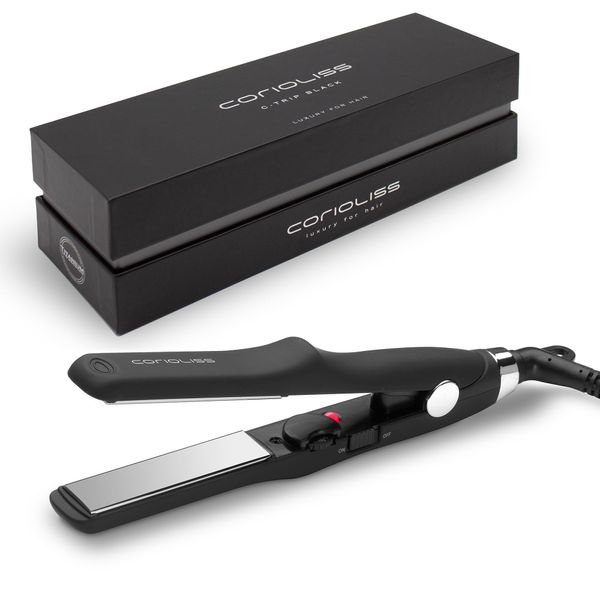 CORIOLISS C Trip Mini | Hair Straighteners for Women | Titanium Curler and Straighteners for Fine Hair | Professional Iron with Temperature Control (Black Soft Touch)