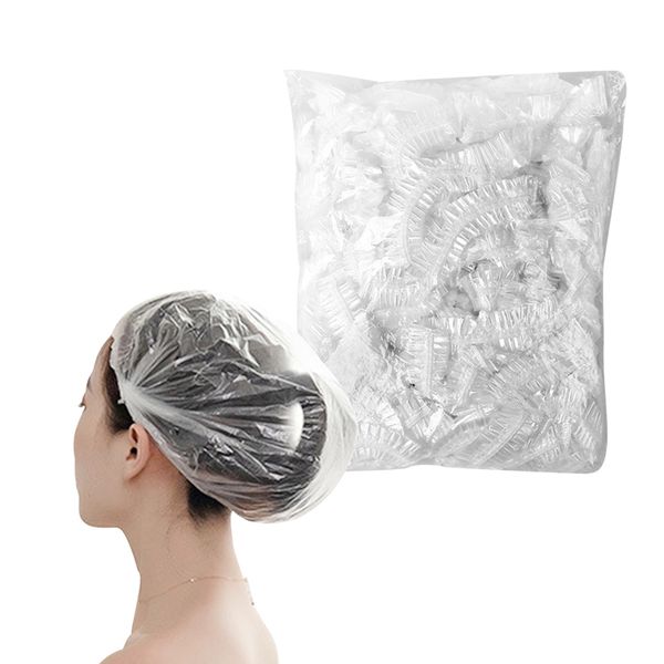 Shower Cap, Disposable Hair Cap, 100 Pieces, Waterproof, Transparent, Hair Prevention, Hair Coloring, Hair Dyeing, Treatment, Bathing, Spa, Cooking, Commercial Use, Hotel, Esthetic, One Size Fits All, Unisex, Large Capacity, Vinyl