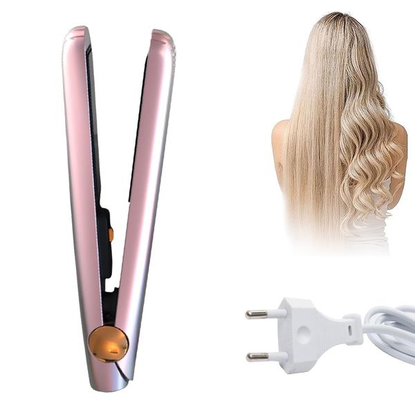 Hair Straightener,2 in 1 Hair Straightener,Curler Ceramic Plates Flat Iron,Travel Hair Straightener,Portable Hair Straighteners for Hair,Mini Curling Iron for Long Short Thick Hair(Rose Gold)