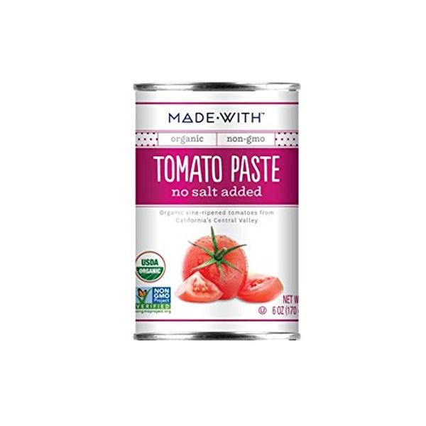 MadeWith Organic Tomato Paste, No Salt Added, 6 Ounce (Pack of 24)