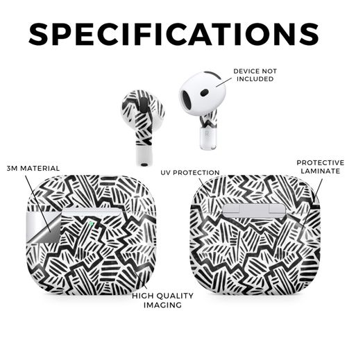 Carbon Fiber (2 Pack) Headphone Skin Compatible with Apple AirPods 4 - Abstract Black - Premium 3M Vinyl Protective Wrap Decal Cover - Easy to Apply | Crafted in The USA by MightySkins
