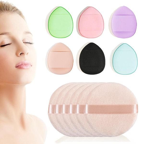 TRKETK 12 Pieces Cosmetic Powder Puff, 6 Pcs Finger Powder Puff and 6 Pcs 2.36 inch/6 cm Soft Round Powder Puffs Wet Dry Makeup Tool Setting Powder Puff Face Foundation Facial Makeup Blending Puff