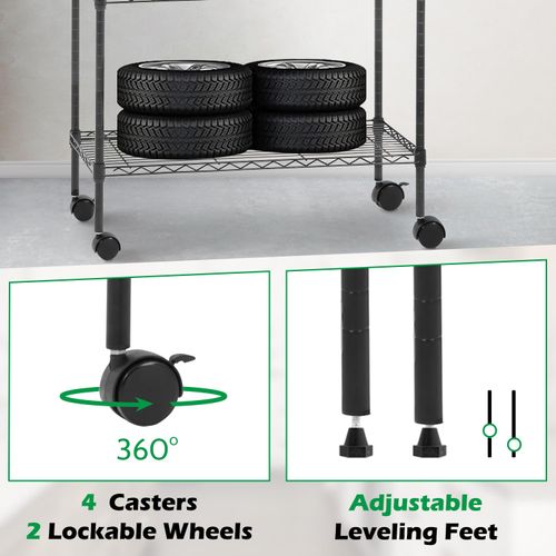 14"x30"x60" Commercial Storage Shelves Heavy Duty Shelving 5 Tier Layer Wire Shelving Unit with Wheels Metal Wire Shelf Standing Garage Shelves Storage Rack,Adjustable NSF Certified(Black)