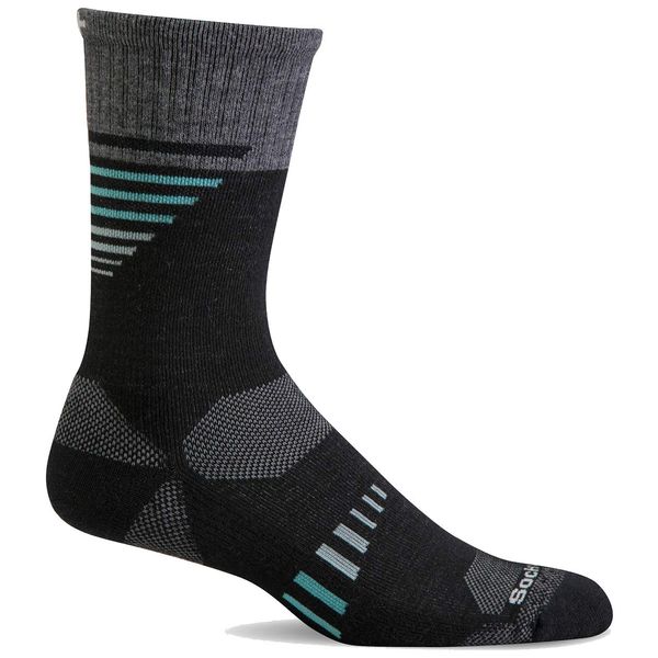 Sockwell Women's Ascend II Crew Moderate Graduated Compression Sock, Black - S/M