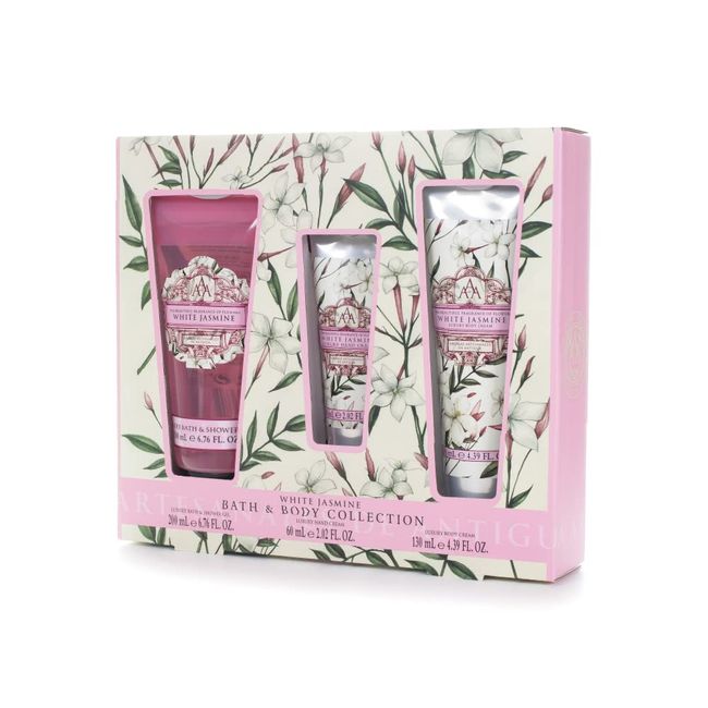 Aromas Artesanales de Antigua Bath & Body Collection White Jasmine Set with Body Wash 200ml, Hand Cream 60ml, & Body Cream 130ml