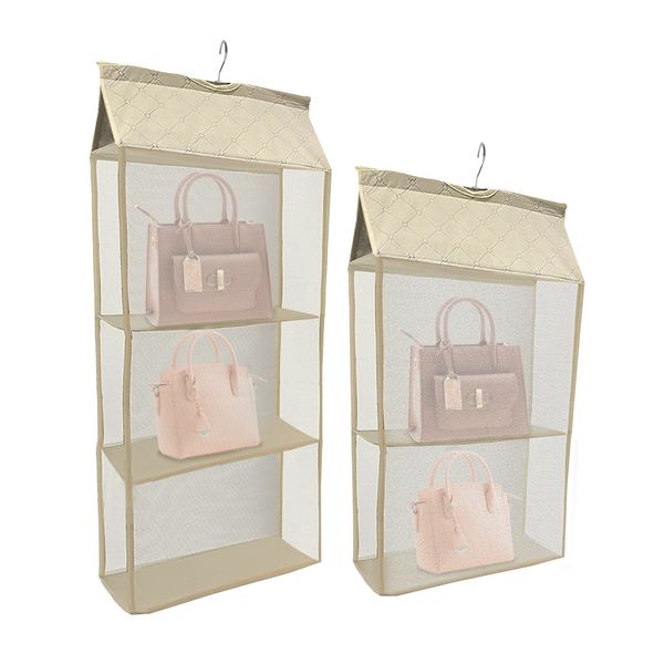 Multi-Layer Hanging Handbag Organizer for closet, 2 Pack Hanging Purse Organizer