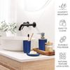 Blue Bamboo Bathroom Accessories Set 8 Piece Ensemble for Decorative Countertop