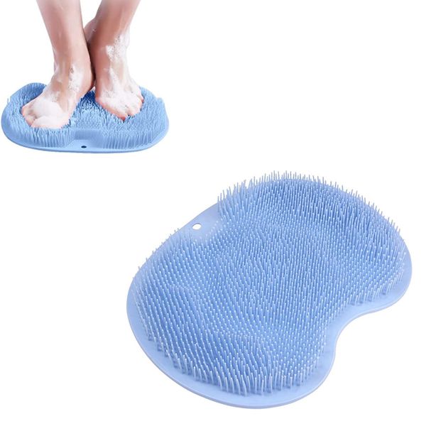 BNFGD Shower Foot Massager Scrubber, Scrubber Mat with Cleaner Brush Non-Slip Suction Cups, for Shower, Care, Exfoliation