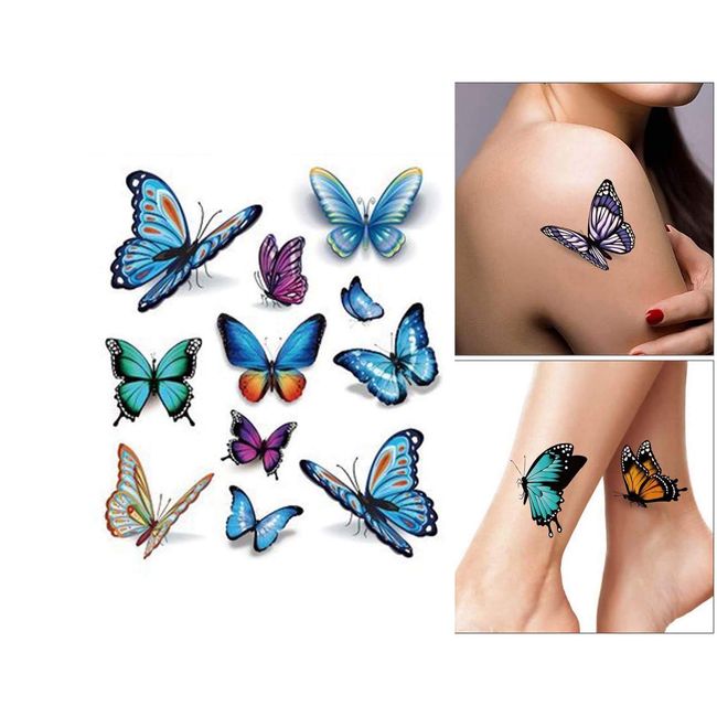 20 Sheets Butterflies Tattoos Waterproof Sticker Fake Butterfly Transfer  Stickers Woman 