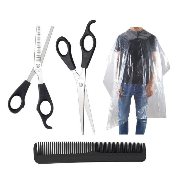 Hairdressing Scissors Set GENERISE Hair Cutting Kit for Professional & Home Use - Includes x2 Hair Scissor, Grooming Comb & x10 Disposable Hairdressing Gowns