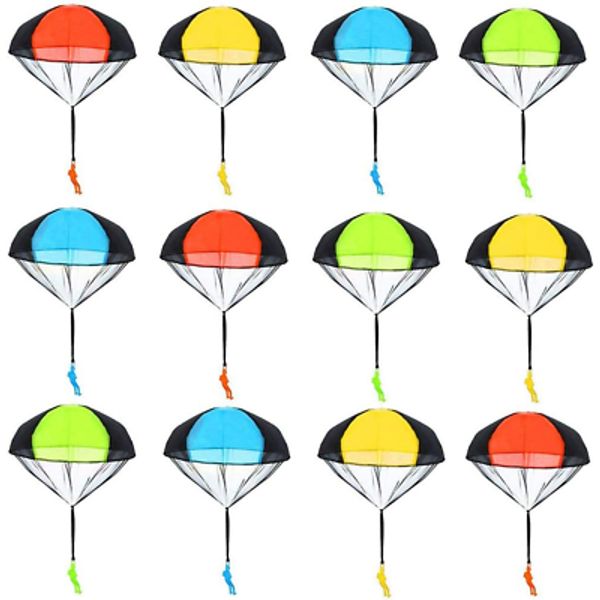 12 Pack Parachute Toys, Tangle Free Throwing Parachute Toy Parachute Figures Pla