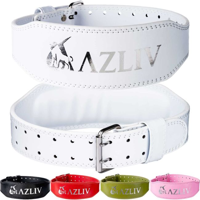 AZLIV AZ710 MF Leather Training Belt, Durable, Lightweight, Soft (White, M)