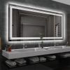 Large LED Bathroom Vanity Mirror with Front & Backlight Anti-fog Memory Dimmable