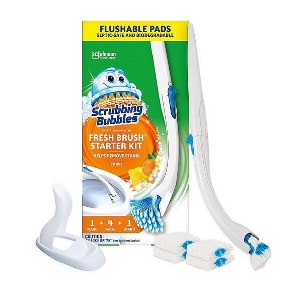 Scrubbing Bubbles Fresh Brush Toilet Bowl Cleaning System Starter Kit, Stain Rem