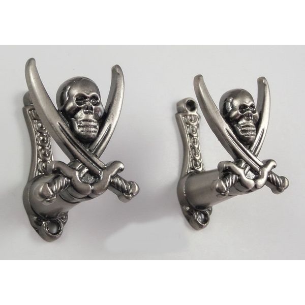 2 Pc Pirate Sword Hanger Jolly Roger Hook Cutlass Gun Pistol Wall Mount Display