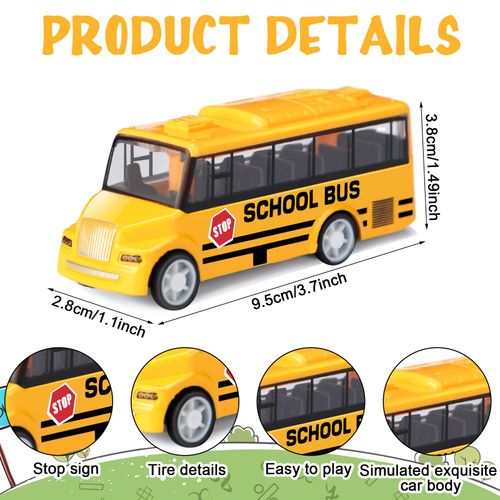 RoundFunny 12 Pcs School Bus Toy Back to School Pull Back School Bus Bright Yellow Bus Toy for Girls and Boys Back to School Classroom Gift