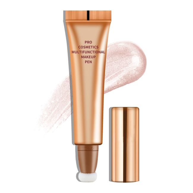 Boobeen Liquid Highlighter Makeup, Face Cream Highlighter with Cushion Applicator, Matte Cream Illuminator for Face Shaping & Brightening, Easy to Create 3D Face Makeup